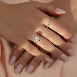 The Sarah Set  With A 2.5 Carat Round 14K Yellow Gold Moissanite