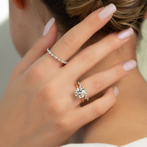 The Sarah Set  With A 1 Carat Round 18K Yellow Gold Moissanite