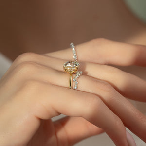 The Sarah Set  With A 2.5 Carat Round 14K Yellow Gold Moissanite