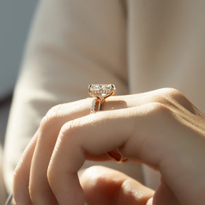 The Sarah Set  With A 4 Carat Radiant 14K Rose Gold Moissanite