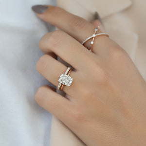The Sarah Set  With A 5 Carat Radiant 14K Rose Gold Moissanite