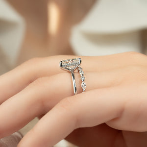 The Sarah Set  With A 1.5 Carat Radiant 14K White Gold Moissanite