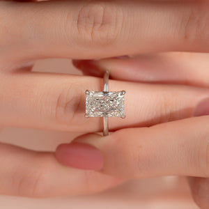 The Sarah Set  With A 1.5 Carat Radiant 18K White Gold Moissanite