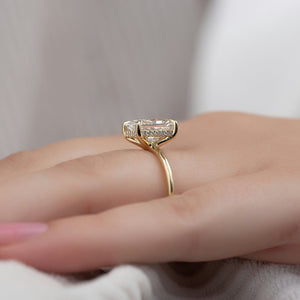 The Sarah Set  With A 5 Carat Radiant 18K Yellow Gold Moissanite