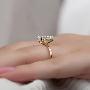 The Sarah Set Pave  With A 2.5 Carat Radiant 18K Yellow Gold Moissanite
