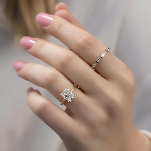 The Sarah Set Pave  With A 2.5 Carat Radiant 18K Yellow Gold Moissanite