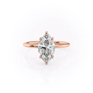 The Sarah Set  With A 2 Carat Marquise 14K Rose Gold Moissanite
