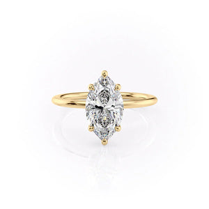 The Sarah Set  With A 1.5 Carat Marquise 18K Yellow Gold Moissanite