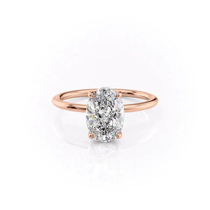 The Sarah Set  With A 3 Carat Oval 14K Rose Gold Moissanite