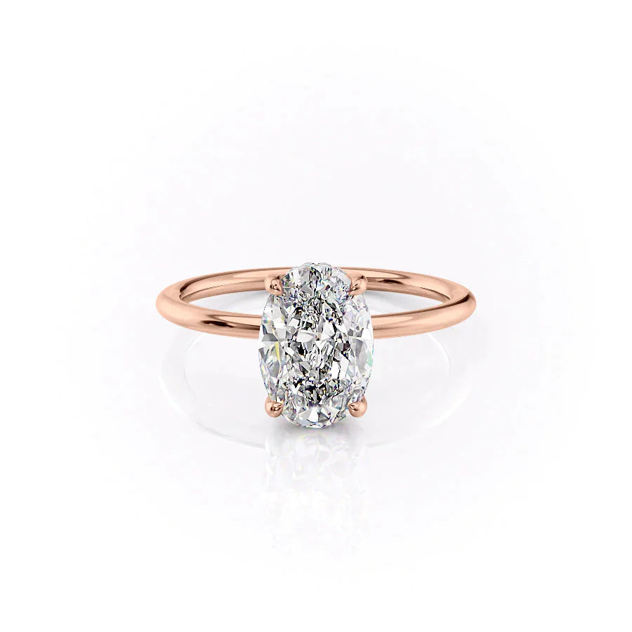 The Sarah Set  With A 2.5 Carat Oval 14K Rose Gold Moissanite