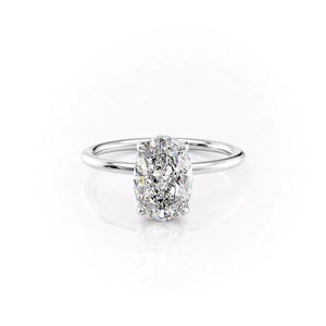 The Sarah Set  With A 1 Carat Oval 14K White Gold Moissanite