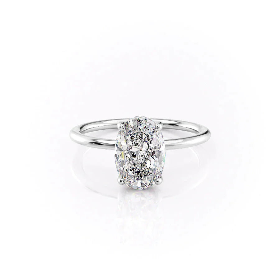 The Sarah Set  With A 1.5 Carat Oval 18K White Gold Moissanite