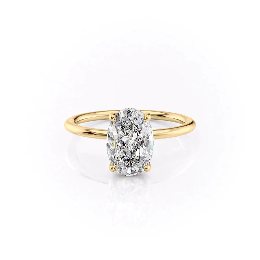 The Sarah Set  With A 2.5 Carat Oval 18K Yellow Gold Moissanite