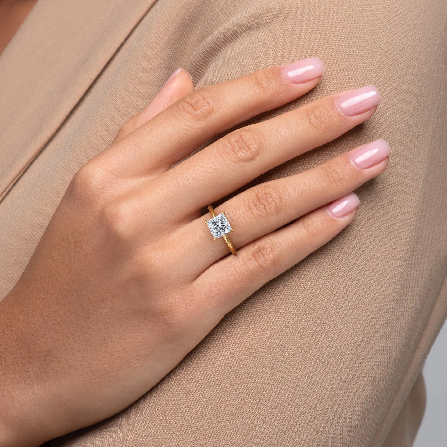 The Sarah Set  With A 2.5 Carat Princess 18K Yellow Gold Moissanite