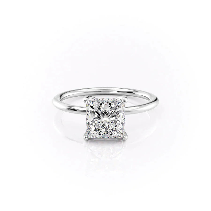 The Sarah Set  With A 1.5 Carat Princess 18K White Gold Moissanite