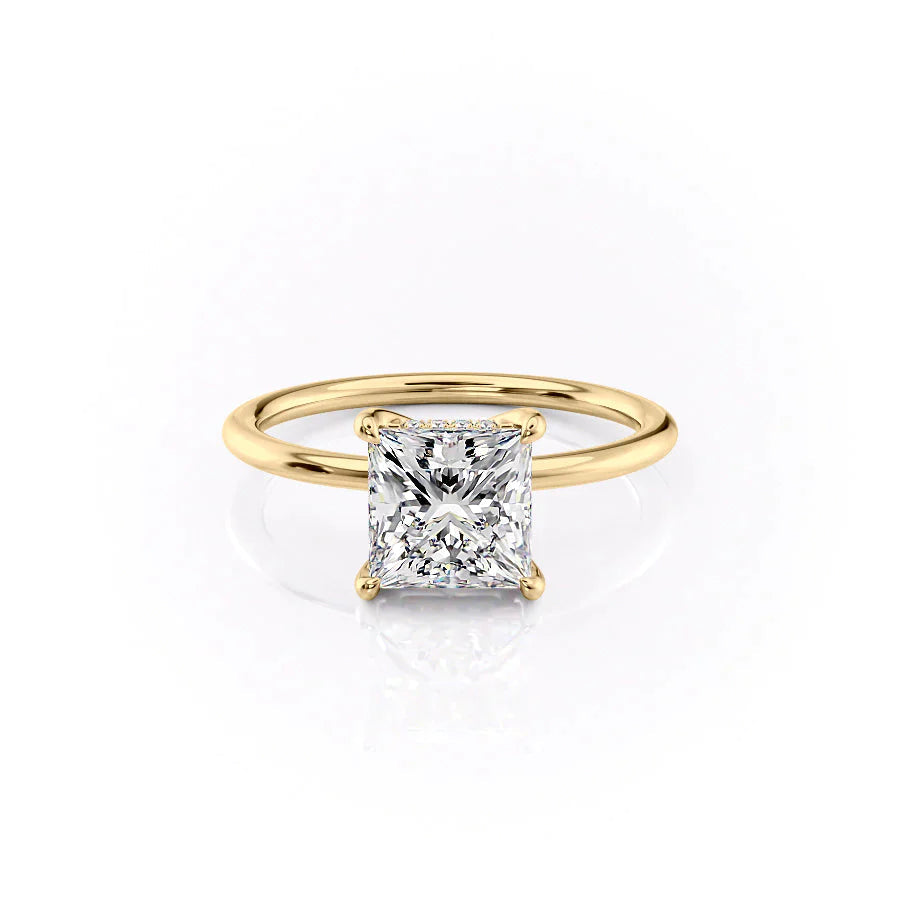 The Sarah Set  With A 1 Carat Princess 18K Yellow Gold Moissanite