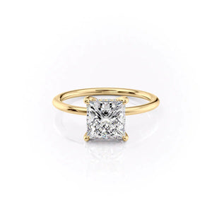 The Sarah Set  With A 2 Carat Princess 18K Yellow Gold Moissanite