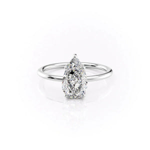 The Sarah Set  With A 1 Carat Pear 18K White Gold Moissanite