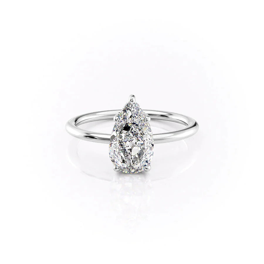 The Sarah Set  With A 2 Carat Pear 14K White Gold Moissanite