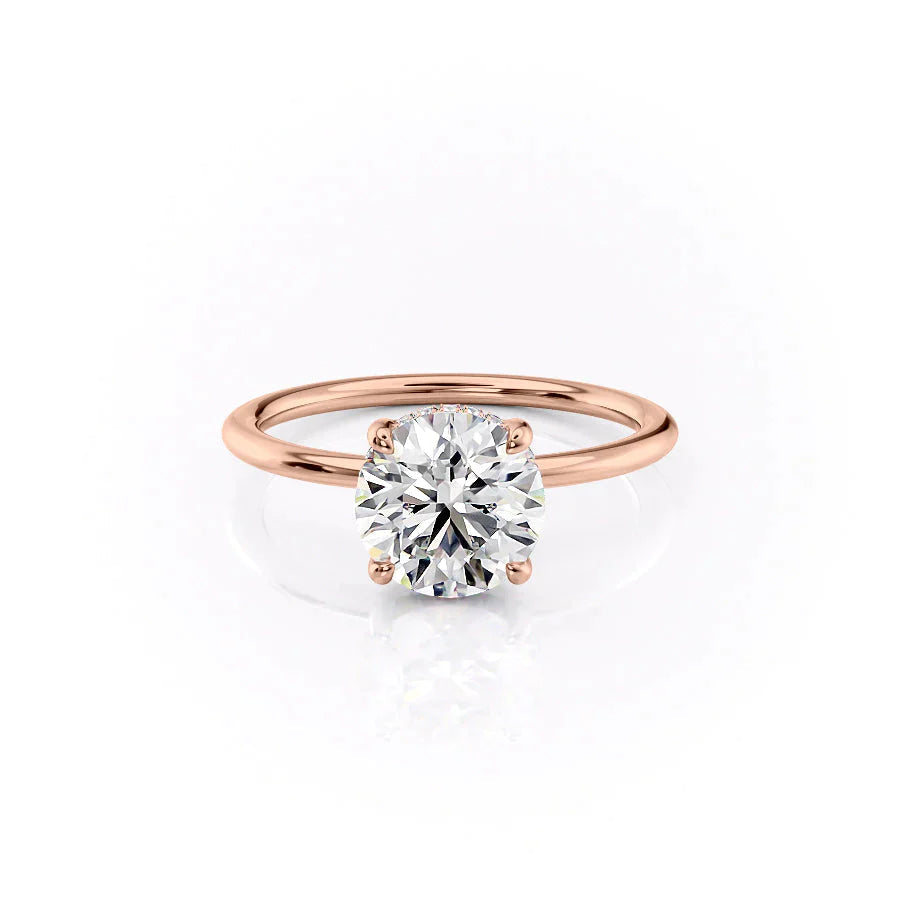 The Sarah Set  With A 2.5 Carat Round 14K Rose Gold Moissanite