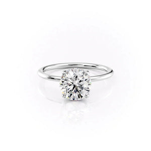The Sarah Set  With A 2.5 Carat Round 14K White Gold Moissanite