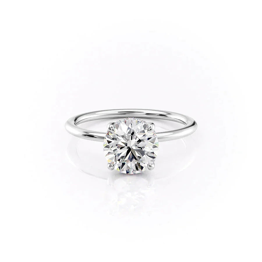 The Sarah Set  With A 1.5 Carat Round 14K White Gold Moissanite