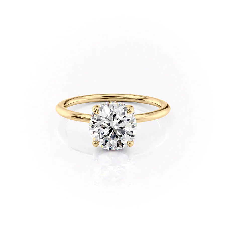 The Sarah Set  With A 1.5 Carat Round 18K Yellow Gold Moissanite