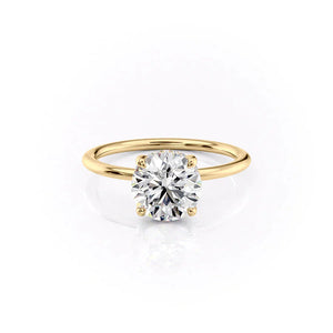 The Sarah Set  With A 2.5 Carat Round 14K Yellow Gold Moissanite
