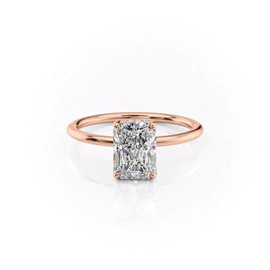 The Sarah Set  With A 2 Carat Radiant 14K Rose Gold Moissanite