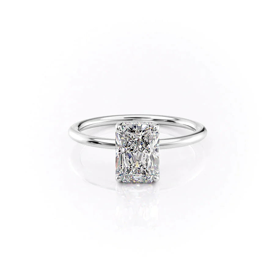 The Sarah Set  With A 1 Carat Radiant 18K White Gold Moissanite