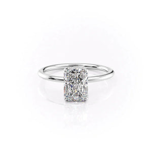 The Sarah Set  With A 1.5 Carat Radiant 14K White Gold Moissanite