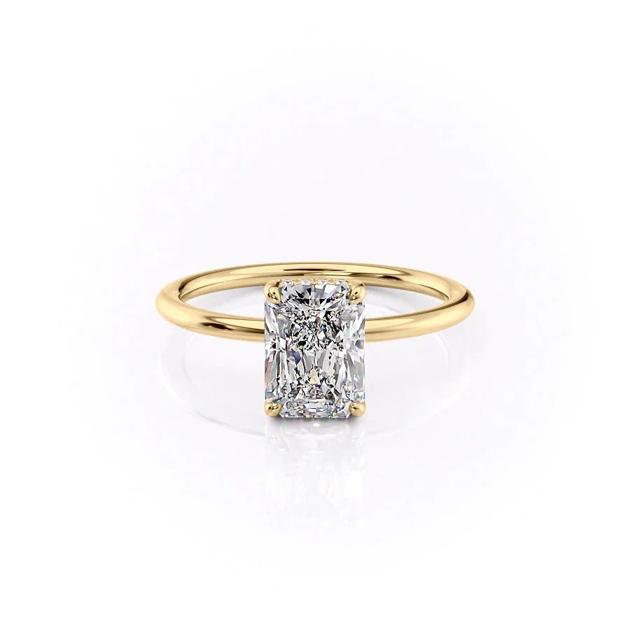 The Sarah Set  With A 2.5 Carat Radiant 18K Yellow Gold Moissanite