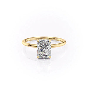The Sarah Set  With A 1.5 Carat Radiant 18K Yellow Gold Moissanite