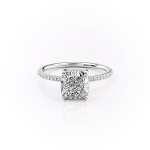 The Sarah Set With A 2.5 Carat Cushion 14K White Gold Lab Diamond