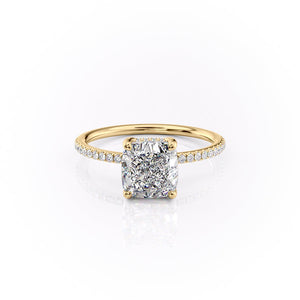 The Sarah Set With A 1 Carat Cushion 18K Yellow Gold Lab Diamond
