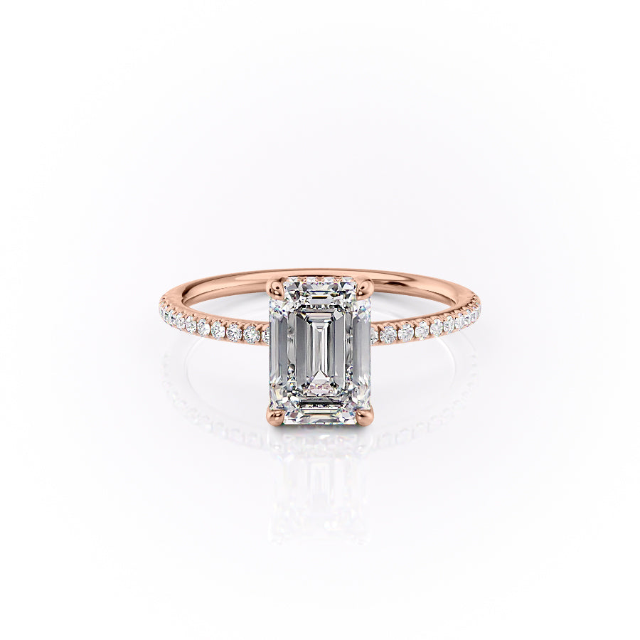 The Sarah Set With A 1 Carat Emerald 14K Rose Gold Lab Diamond