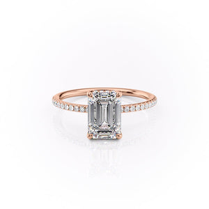 The Sarah Set With A 1 Carat Emerald 14K Rose Gold Lab Diamond
