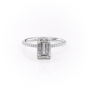 The Sarah Set With A 2 Carat Emerald 18K White Gold Lab Diamond