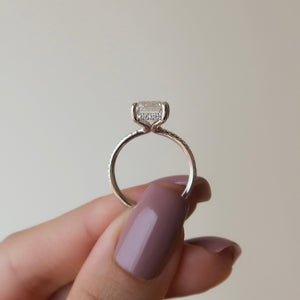 The Pave Sarah Set With A 1 Carat Emerald 14K White Gold Lab Diamond