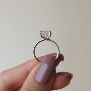 The Sarah Set With A 1 Carat Emerald 18K White Gold Lab Diamond