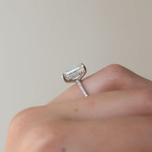 The Pave Sarah Set With A 1 Carat Emerald 18K White Gold Lab Diamond