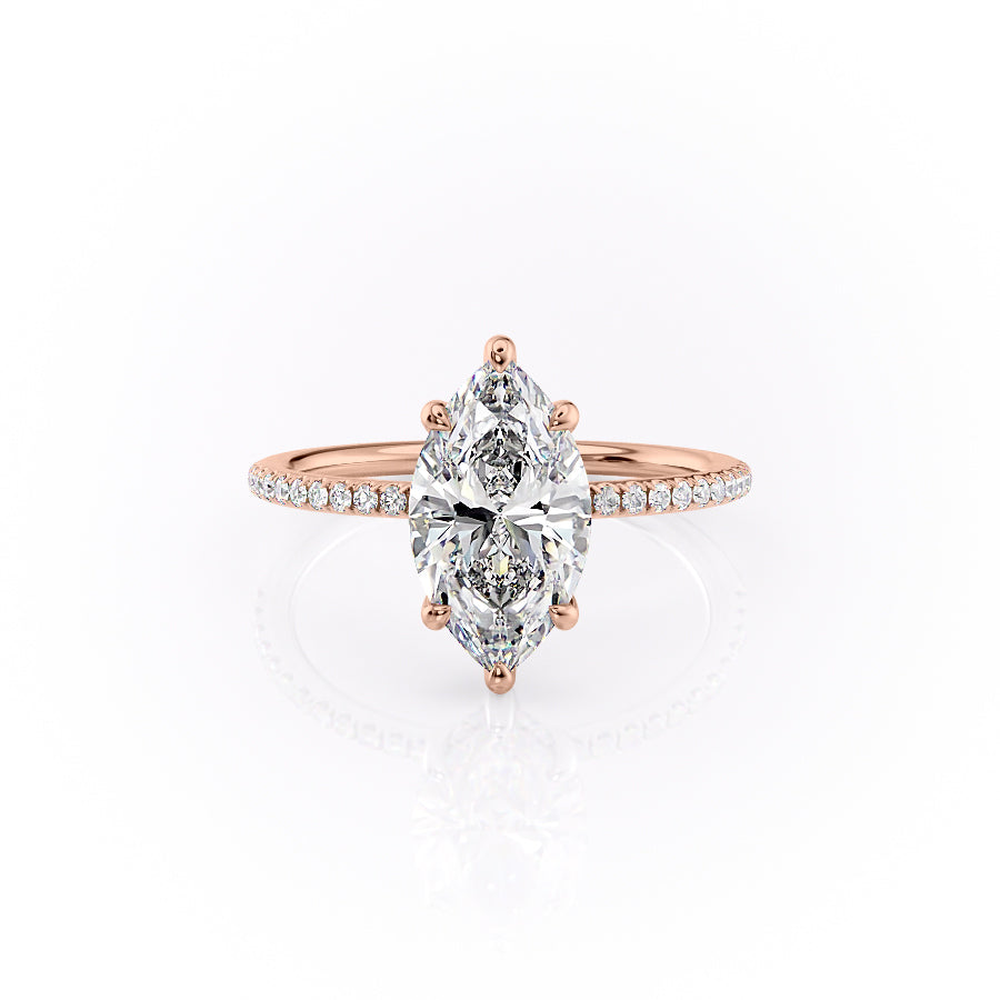 The Sarah Set Pave  With A 2 Carat Marquise 14K Rose Gold Moissanite