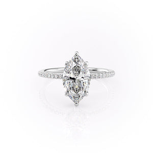 The Sarah Set Pave  With A 2 Carat Marquise 18K White Gold Moissanite