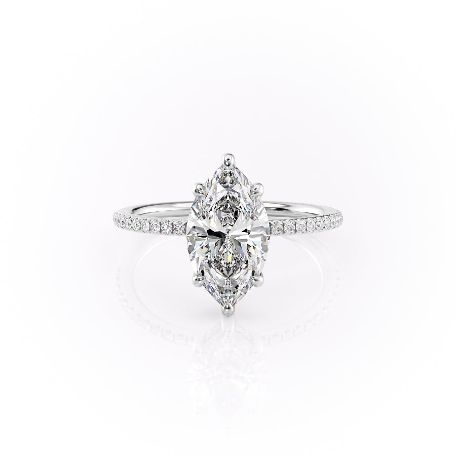 The Sarah Set With A 1 Carat Marquise 18K White Gold Lab Diamond