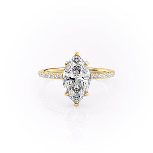 The Sarah Set With A 2 Carat Marquise 18K Yellow Gold Lab Diamond
