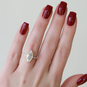 The Pave Sarah Set With A 1 Carat Marquise 14K Yellow Gold Lab Diamond