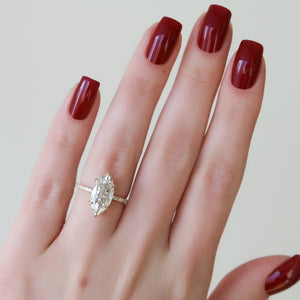 The Sarah Set With A 1 Carat Marquise 18K Yellow Gold Lab Diamond