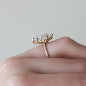 The Pave Sarah Set With A 2 Carat Marquise 14K Yellow Gold Lab Diamond