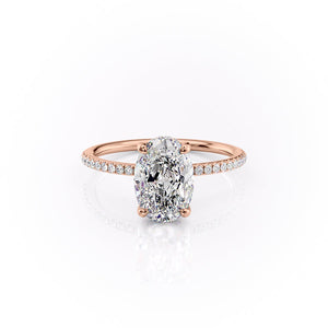 The Sarah Set With A 2.5 Carat Oval 14K Rose Gold Lab Diamond