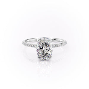 The Sarah Set With A 3 Carat Oval 14K White Gold Lab Diamond